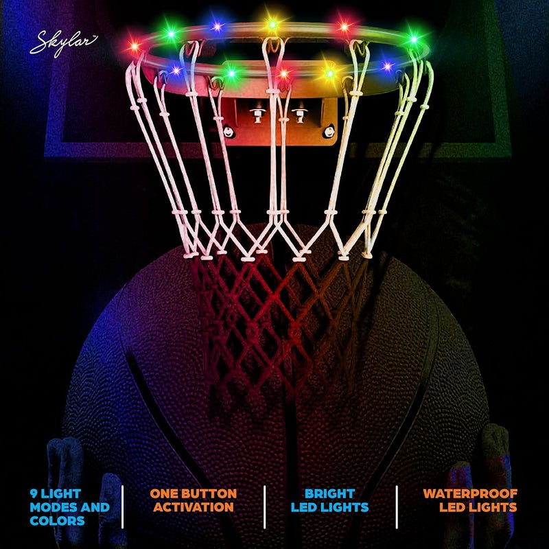 Skylar Basketball Hoop Outdoor Rim LED Lights, Remote Control Activation, Play Night Basket Ball, 9 Bright Colors and 9 Modes, Waterproof LED Light, Basketball Rim Light, Gifts for Kids, Outdoor Patio Decor - Image 5